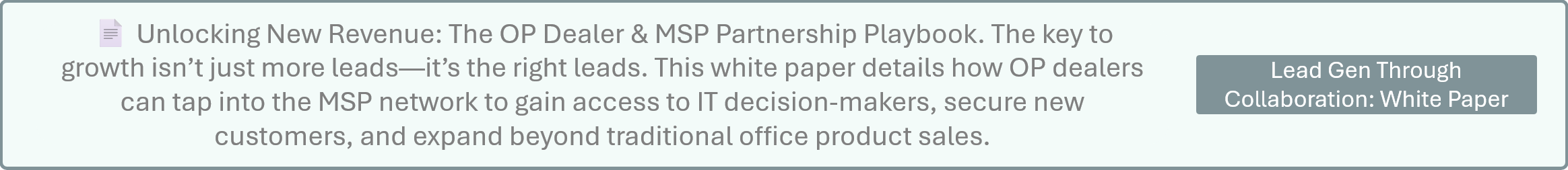 Collaborative Lead Generation Initiatives - White Paper