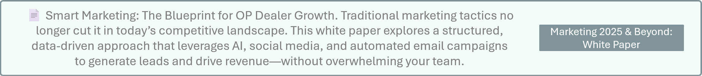 Marketing Services Designed 2025 and Beyond White Paper