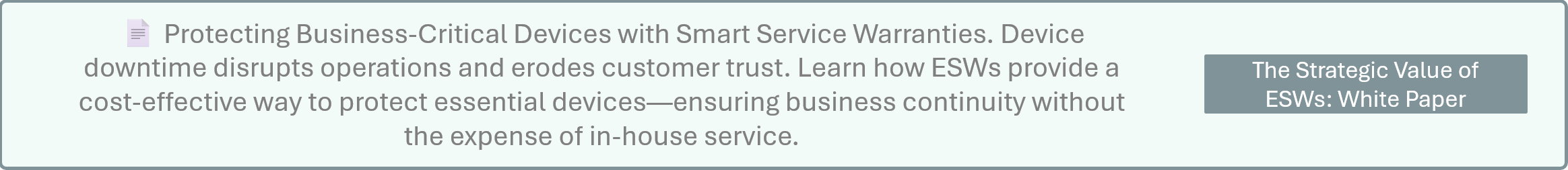 The Strategic Value of Extended Service Warranties White Paper